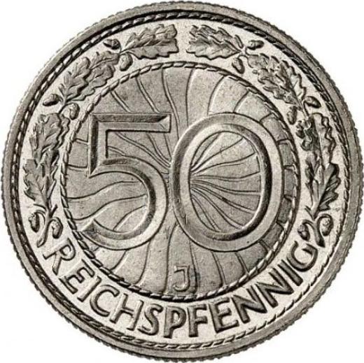 Реверс монеты - 50 рейхспфеннигов 1931 года J - цена  монеты - Германия, Bеймарская республика