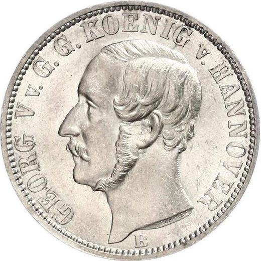 Аверс монеты - 1/6 талера 1860 года B - цена серебряной монеты - Ганновер, Георг V