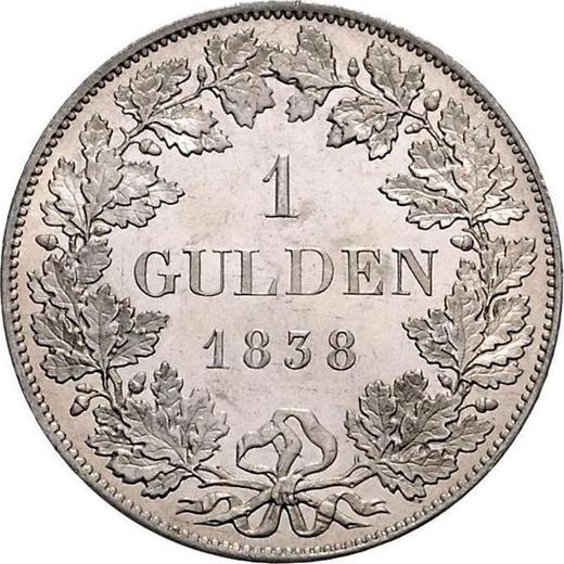 Реверс монеты - 1 гульден 1838 года - цена серебряной монеты - Гессен-Гомбург, Людвиг Вильгельм Фридрих