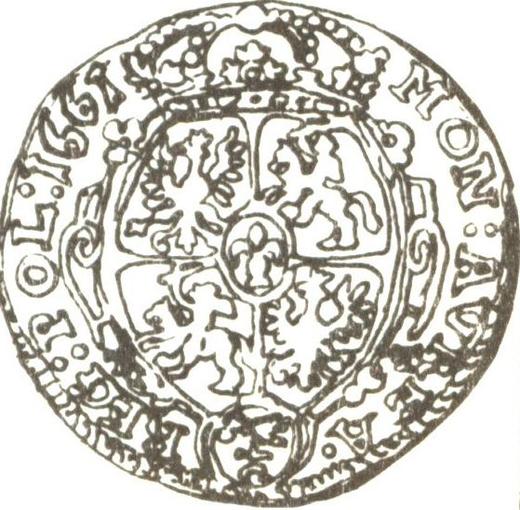 Rewers monety - Dukat 1661 TT "Popiersie w koronie" - cena złotej monety - Polska, Jan II Kazimierz