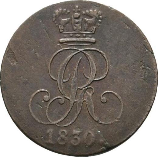 Аверс монеты - 2 пфеннига 1830 года C - цена  монеты - Ганновер, Георг IV