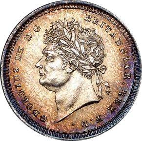 Аверс монеты - 2 пенса 1829 года "Монди" - цена серебряной монеты - Великобритания, Георг IV