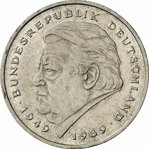 Obverse 2 Mark 1993 F "Franz Josef Strauss" -  Coin Value - Germany, FRG