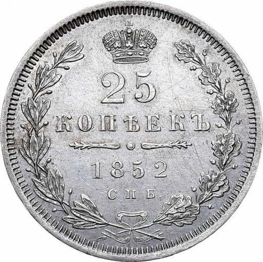 Reverso 25 kopeks 1852 СПБ HI "Águila 1850-1858" Corona ancha - valor de la moneda de plata - Rusia, Nicolás I