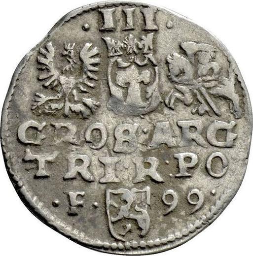 Reverso Trojak (3 groszy) 1599 F "Casa de moneda de Wschowa" - valor de la moneda de plata - Polonia, Segismundo III