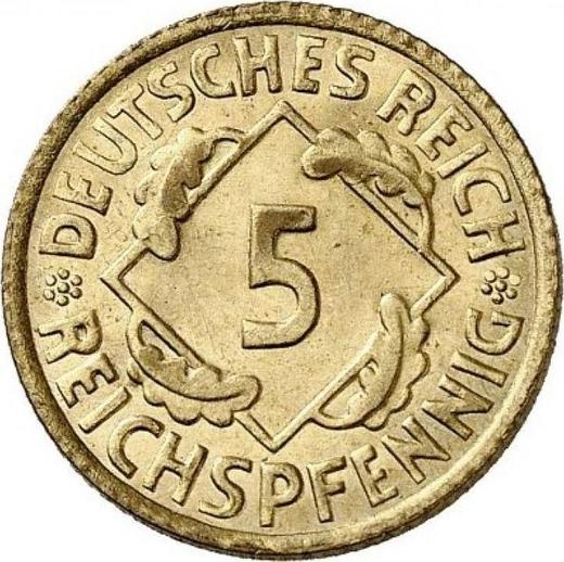 Аверс монеты - 5 рейхспфеннигов 1926 года E - цена  монеты - Германия, Bеймарская республика