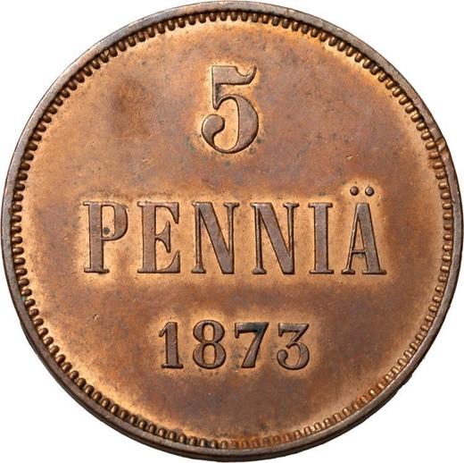 Реверс монеты - 5 пенни 1873 года - цена  монеты - Финляндия, Великое княжество