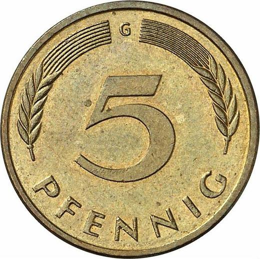 Anverso 5 Pfennige 1990 G - valor de la moneda  - Alemania, RFA