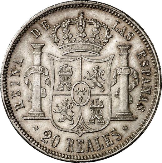 Reverso 20 reales 1859 Estrellas de siete puntas - valor de la moneda de plata - España, Isabel II