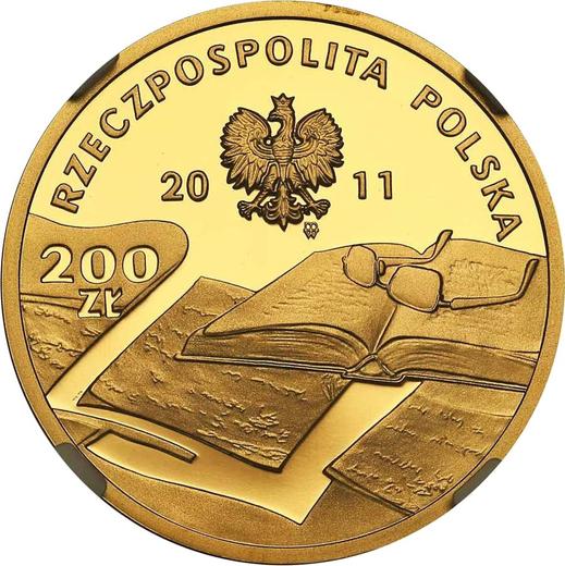 Anverso 200 eslotis 2011 MW RK "100 aniversario de Czesław Miłosz" - valor de la moneda de oro - Polonia, República moderna
