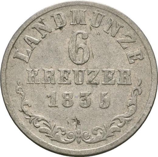 Reverso 6 Kreuzers 1835 L - valor de la moneda de plata - Sajonia-Meiningen, Bernardo II