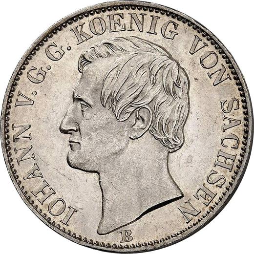 Аверс монеты - Талер 1866 года B "Горный" - цена серебряной монеты - Саксония-Альбертина, Иоганн