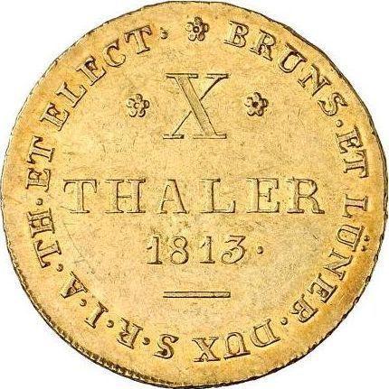 Реверс монеты - 10 талеров 1813 года C.H.H. - цена золотой монеты - Ганновер, Георг III