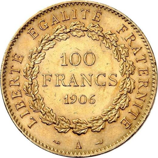 Реверс монеты - 100 франков 1906 года A "Тип 1878-1914" Париж - цена золотой монеты - Франция, Третья республика