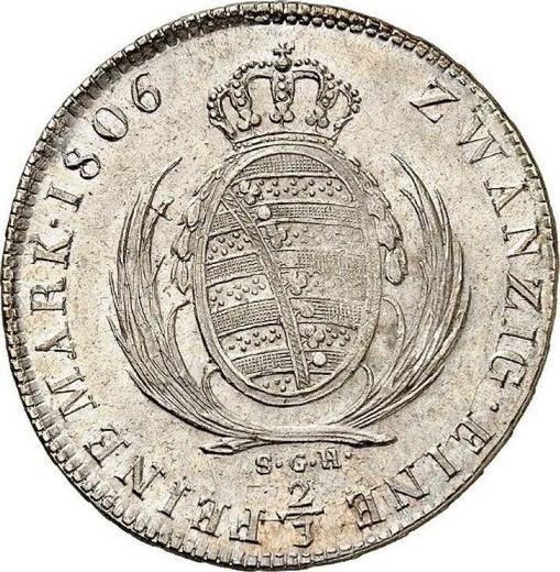 Реверс монеты - 2/3 талера 1806 года S.G.H. - цена серебряной монеты - Саксония-Альбертина, Фридрих Август I