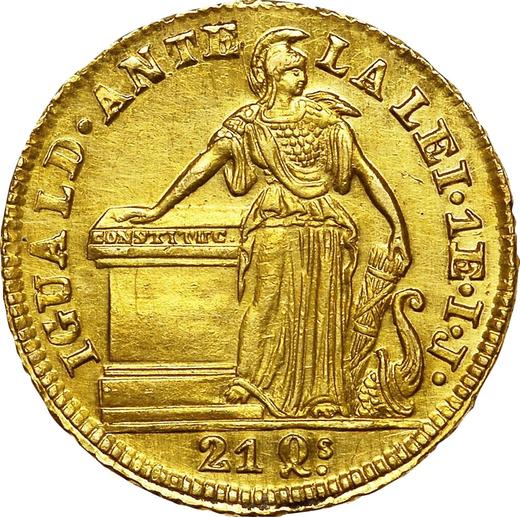 Reverso 1 escudo 1845 So IJ - valor de la moneda de oro - Chile, República