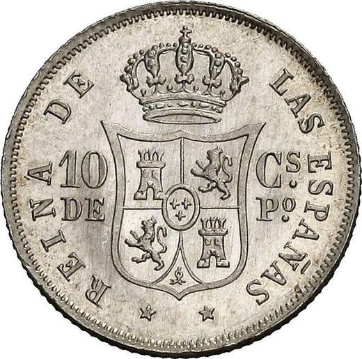 Reverso 10 centavos 1868 - valor de la moneda de plata - Filipinas, Isabel II