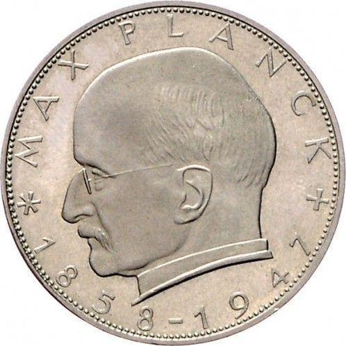Anverso 2 marcos 1959 G "Max Planck" - valor de la moneda  - Alemania, RFA