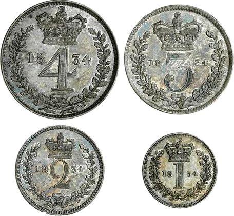 Reverso Maundy / juego 1834 "Maundy" - valor de la moneda de plata - Gran Bretaña, Guillermo IV