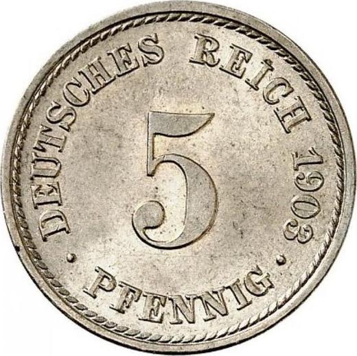 Аверс монеты - 5 пфеннигов 1903 года F "Тип 1890-1915" - цена  монеты - Германия, Германская Империя