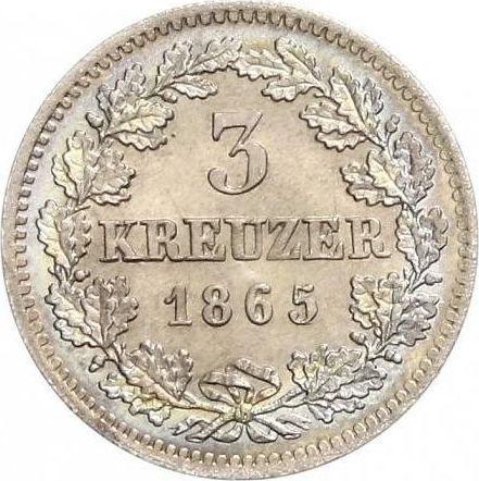 Реверс монеты - 3 крейцера 1865 года - цена серебряной монеты - Бавария, Людвиг II