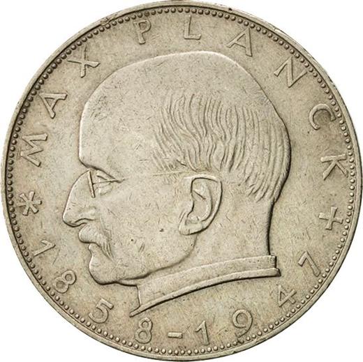 Awers monety - 2 marki 1961 D "Max Planck" - cena  monety - Niemcy, RFN