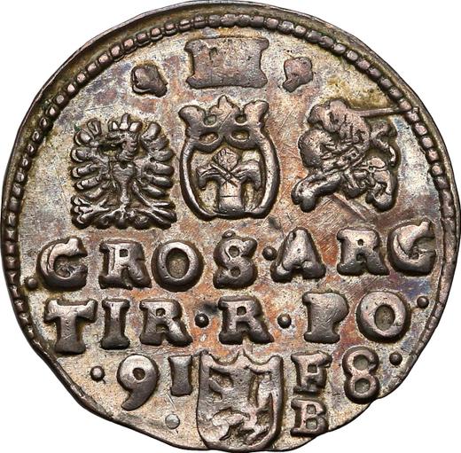Reverso Trojak (3 groszy) 1598 IF B "Casa de moneda de Bydgoszcz" - valor de la moneda de plata - Polonia, Segismundo III