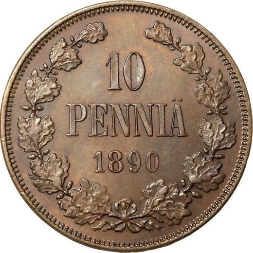 Реверс монеты - 10 пенни 1890 года - цена  монеты - Финляндия, Великое княжество