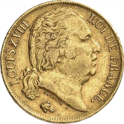 Obverse 20 Francs 1824 Q "Type 1816-1824" Perpignan - France, Louis XVIII