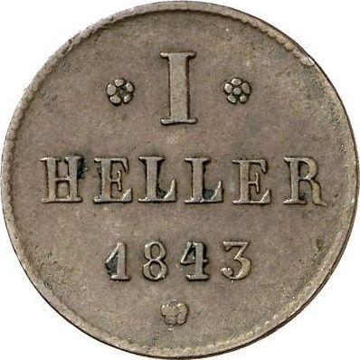Rewers monety - 1 halerz 1843 - cena  monety - Hesja-Darmstadt, Ludwik II