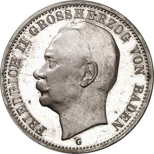 Аверс монеты - 3 марки 1915 года G "Баден" - цена серебряной монеты - Германия, Германская Империя