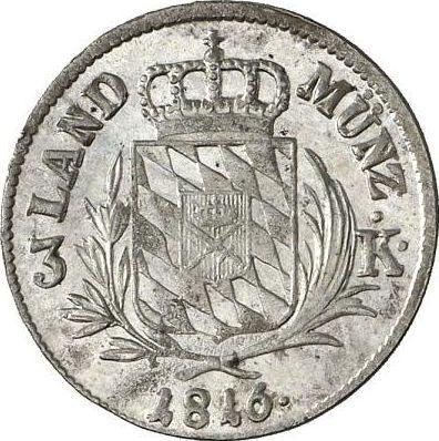 Rewers monety - 3 krajcary 1816 - cena srebrnej monety - Bawaria, Maksymilian I