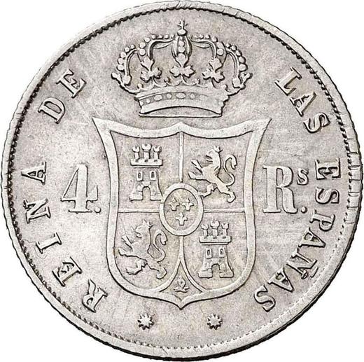 Реверс монеты - 4 реала 1861 года Восьмиконечные звёзды - цена серебряной монеты - Испания, Изабелла II