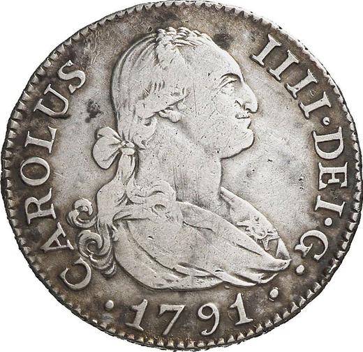 Аверс монеты - 2 реала 1791 года M MF - цена серебряной монеты - Испания, Карл IV