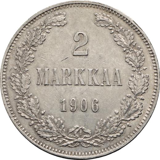 Reverse 2 Mark 1906 L - Silver Coin Value - Finland, Grand Duchy