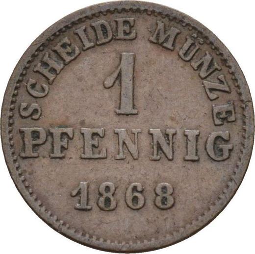 Реверс монеты - 1 пфенниг 1868 года - цена  монеты - Гессен-Дармштадт, Людвиг III