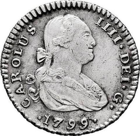 Аверс монеты - 1 реал 1799 года S CN - цена серебряной монеты - Испания, Карл IV