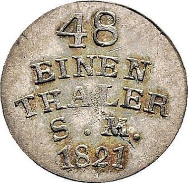 Реверс монеты - 1/48 талера 1821 года - цена серебряной монеты - Саксен-Веймар-Эйзенах, Карл Август