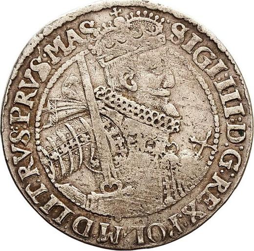 Аверс монеты - Орт (18 грошей) 1621 года Цветы по сторонам щита - цена серебряной монеты - Польша, Сигизмунд III Ваза