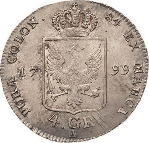 Reverso 4 groschen 1799 A "Silesia" - valor de la moneda de plata - Prusia, Federico Guillermo III