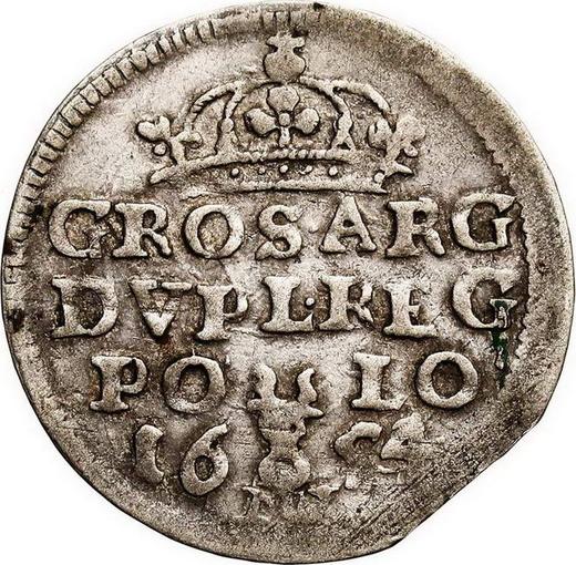 Rewers monety - Dwugrosz 1654 MW - cena srebrnej monety - Polska, Jan II Kazimierz