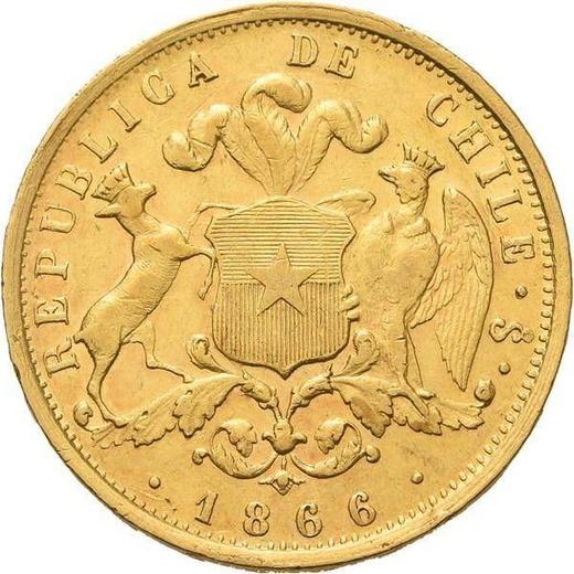 Reverse 10 Pesos 1866 So -  Coin Value - Chile, Republic