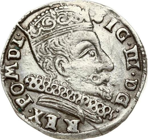 Аверс монеты - Трояк (3 гроша) 1599 года "Литва" - цена серебряной монеты - Польша, Сигизмунд III Ваза
