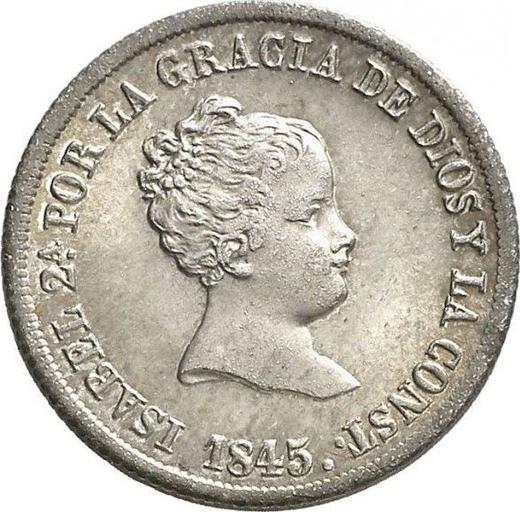 Аверс монеты - 2 реала 1845 года M CL - цена серебряной монеты - Испания, Изабелла II