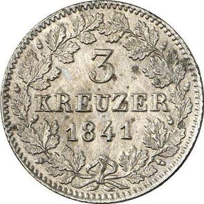 Реверс монеты - 3 крейцера 1841 года - цена серебряной монеты - Баден, Леопольд