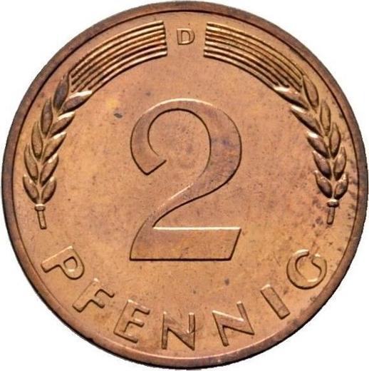 Аверс монеты - 2 пфеннига 1968 года D "Тип 1950-1969" - цена  монеты - Германия, ФРГ