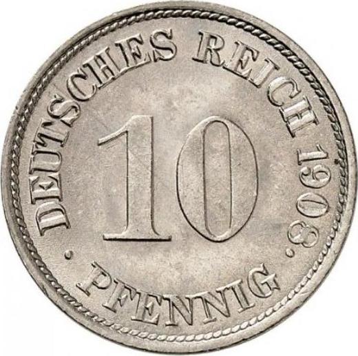 Аверс монеты - 10 пфеннигов 1908 года G "Тип 1890-1916" - цена  монеты - Германия, Германская Империя