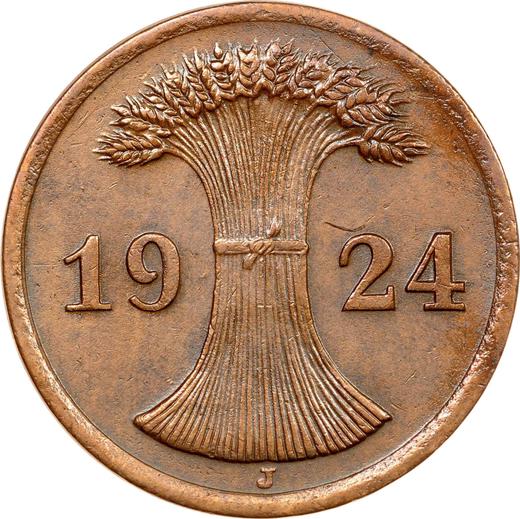 Реверс монеты - 2 рентенпфеннига 1924 года J - цена  монеты - Германия, Bеймарская республика