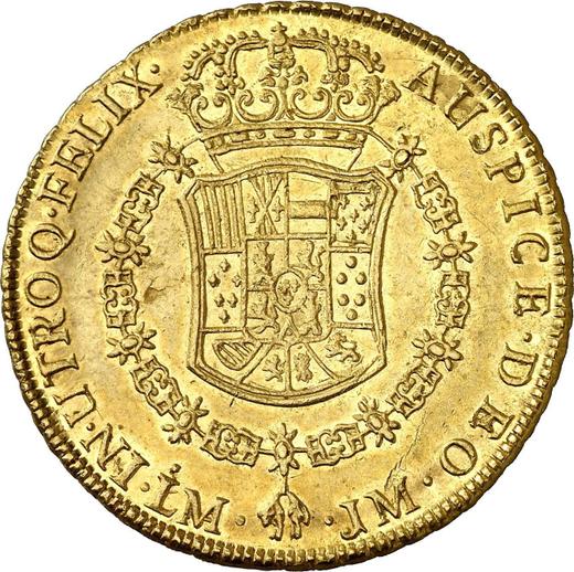 Revers 8 Escudos 1769 LM JM - Goldmünze Wert - Peru, Karl III