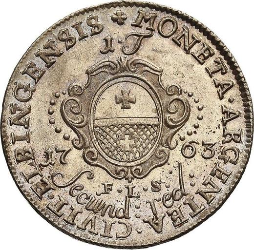 Rewers monety - Tymf (18 groszy) 1763 FLS "Elbląski" "Secund" - cena srebrnej monety - Polska, August III